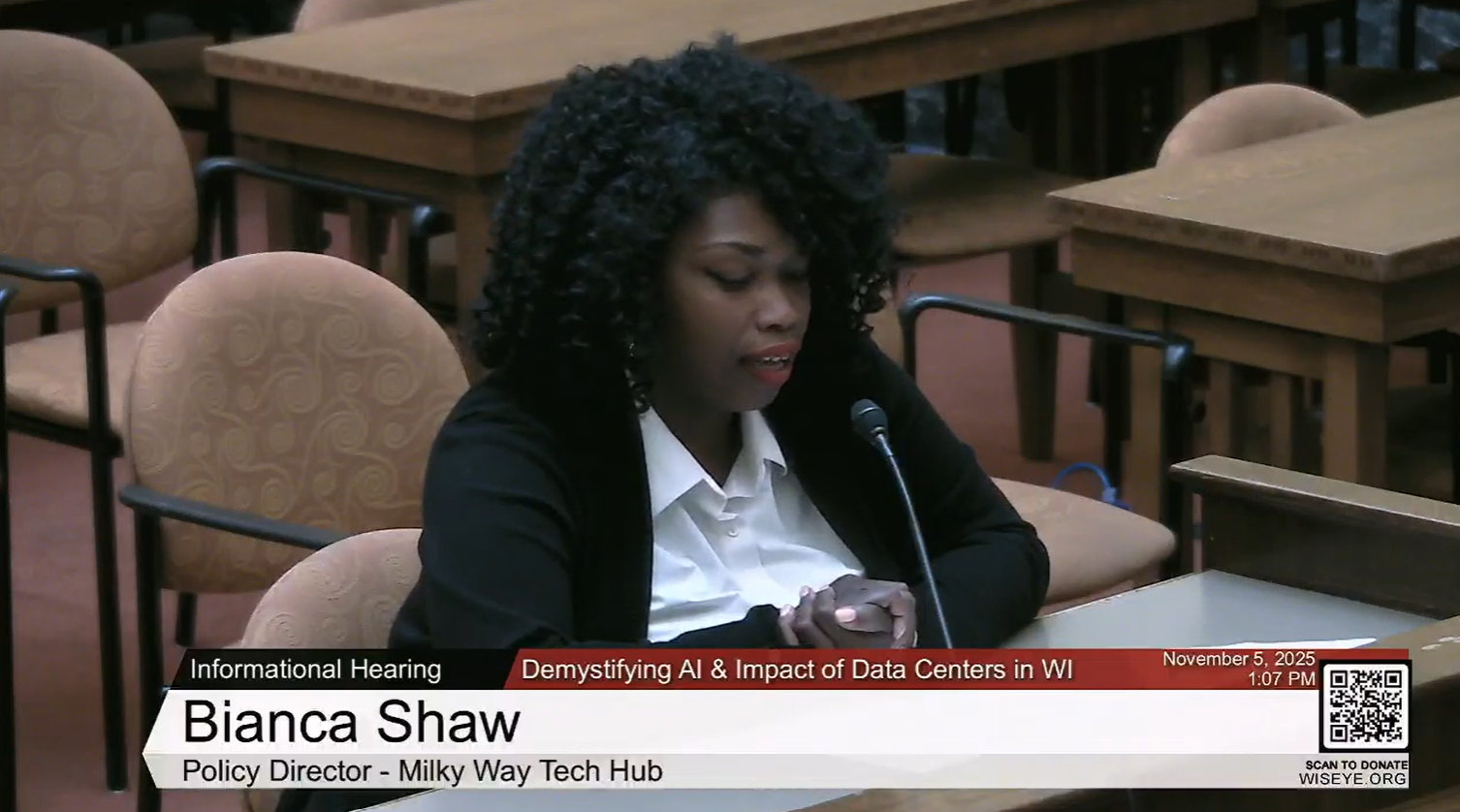 Milky Way Tech Hub Policy Director Testifies Before Wisconsin State Assembly on Artificial Intelligence and Data Center Expansion